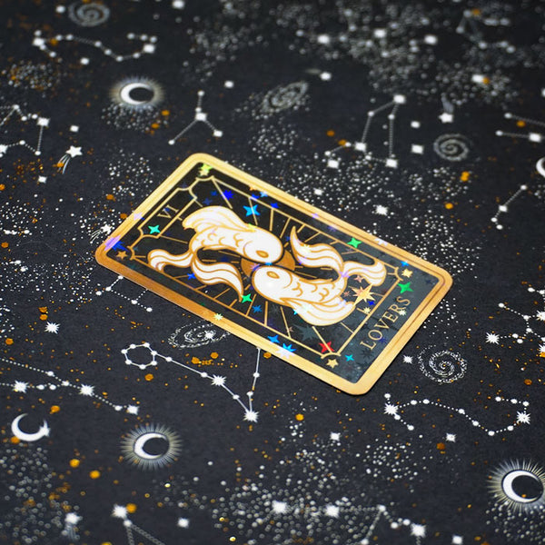holographic sticker representing the lovers tarot card 
