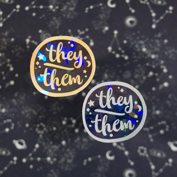 set of they them pronouns lgbt stickers made by atelier persephone