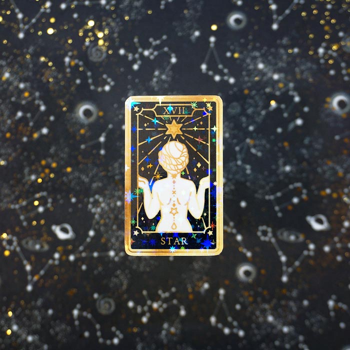 the star tarot card as holo sticker 