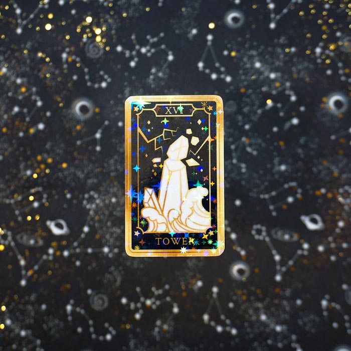 the tower tarot card as aesthetic stickers