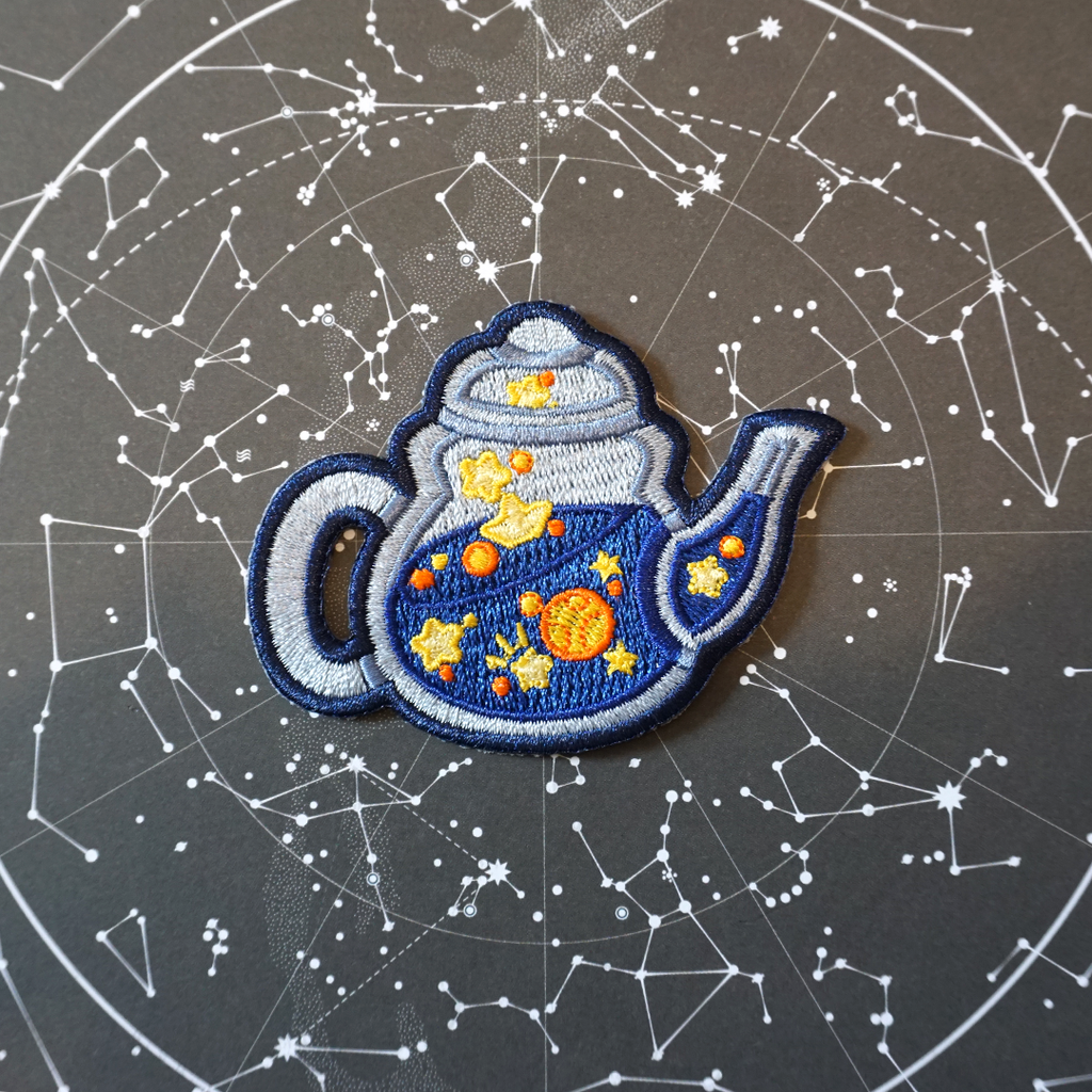 Stellar Teapot - Embroidery Patch - Atelier Perséphone : bijoux, accessoires et papeterie