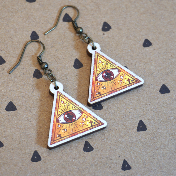 Watcher - Wooden Earrings - Atelier Perséphone : bijoux, accessoires et papeterie