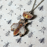 Bee Queen - Wooden Necklace - Atelier Perséphone : bijoux, accessoires et papeterie