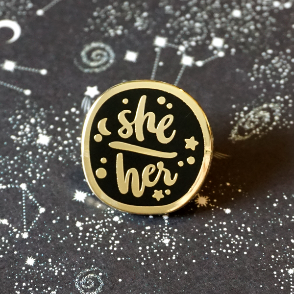 She/Her - Enamel Pin (Starry Pronouns) - Atelier Perséphone : bijoux, accessoires et papeterie