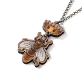 Bee Queen - Wooden Necklace - Atelier Perséphone : bijoux, accessoires et papeterie