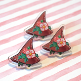 Witch Hat - Acrylic Pin (Floral Invasion) - Atelier Perséphone : bijoux, accessoires et papeterie