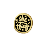 She/They (Golden) - Enamel Pin (Starry Pronouns)
