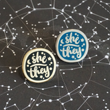 She/They (Golden) - Enamel Pin (Starry Pronouns)