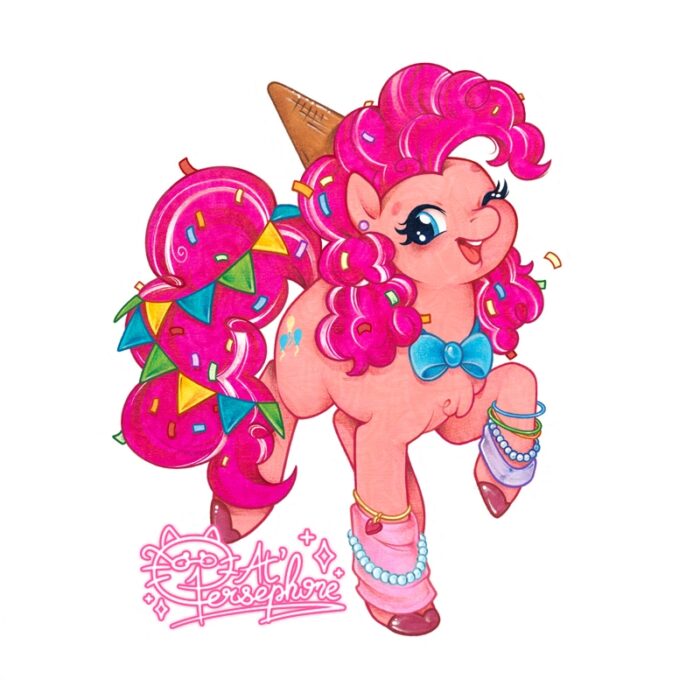 Pinkie Pie My Little Pony fan art – party pony with lollipops confetti and ice cream by Atelier Persephone